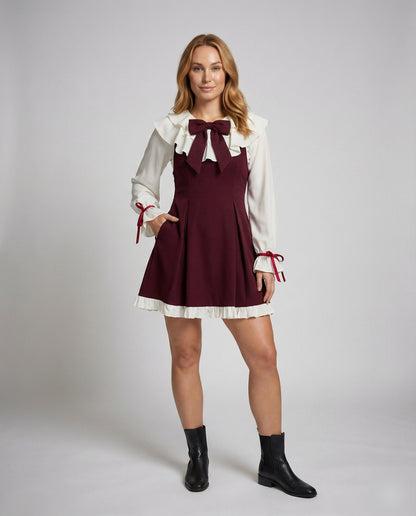 Damen Minikleid Romantisch Volantkragen - Norvielle