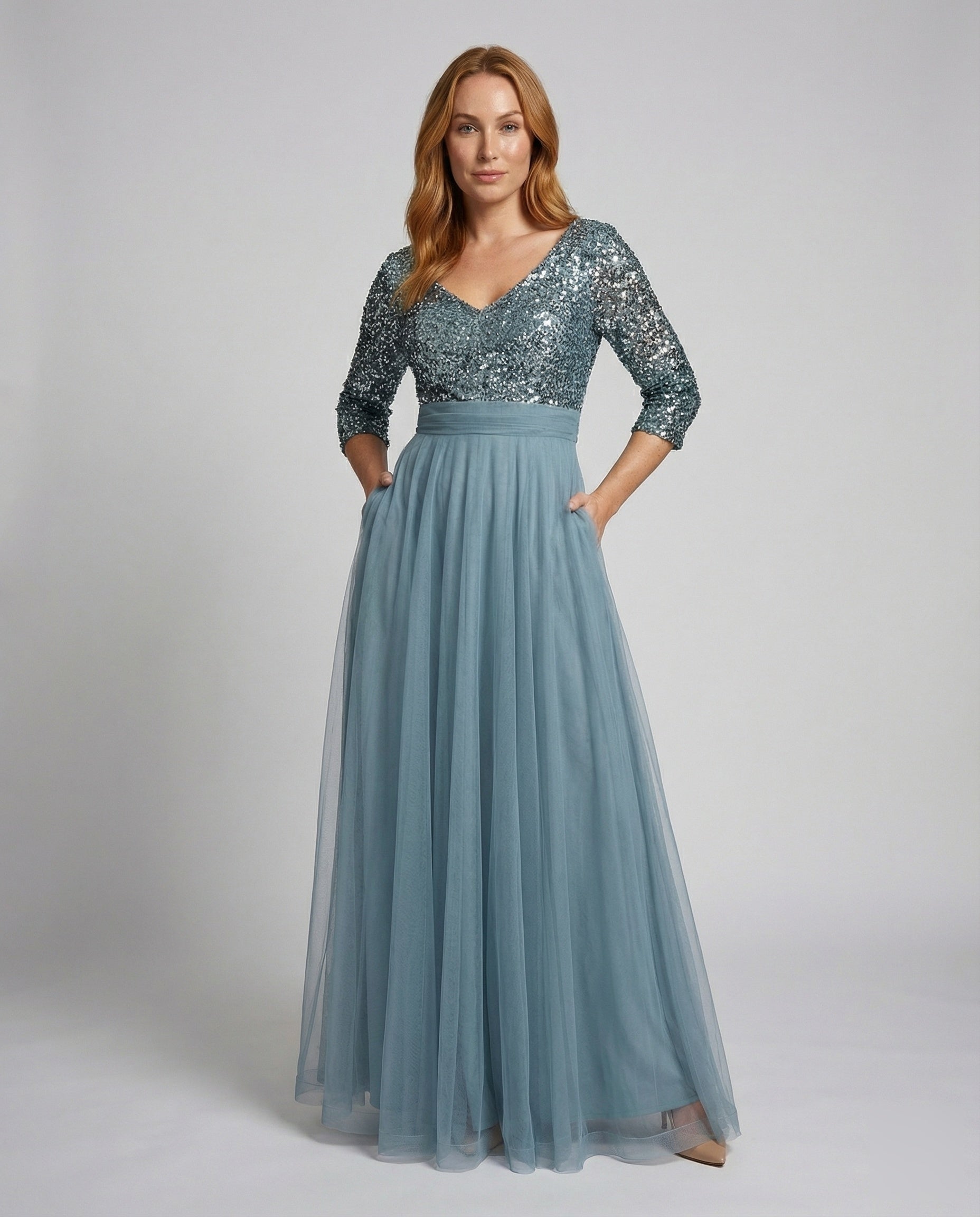 Damen Abendkleid Tüllrock Schillernd Schwarz - Norvielle