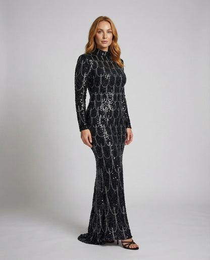 Damen Maxikleid Paillettenstickerei - Norvielle