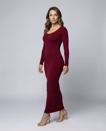 Damen Stretchjersey Longdress Skulpturierend Elastisch - Norvielle