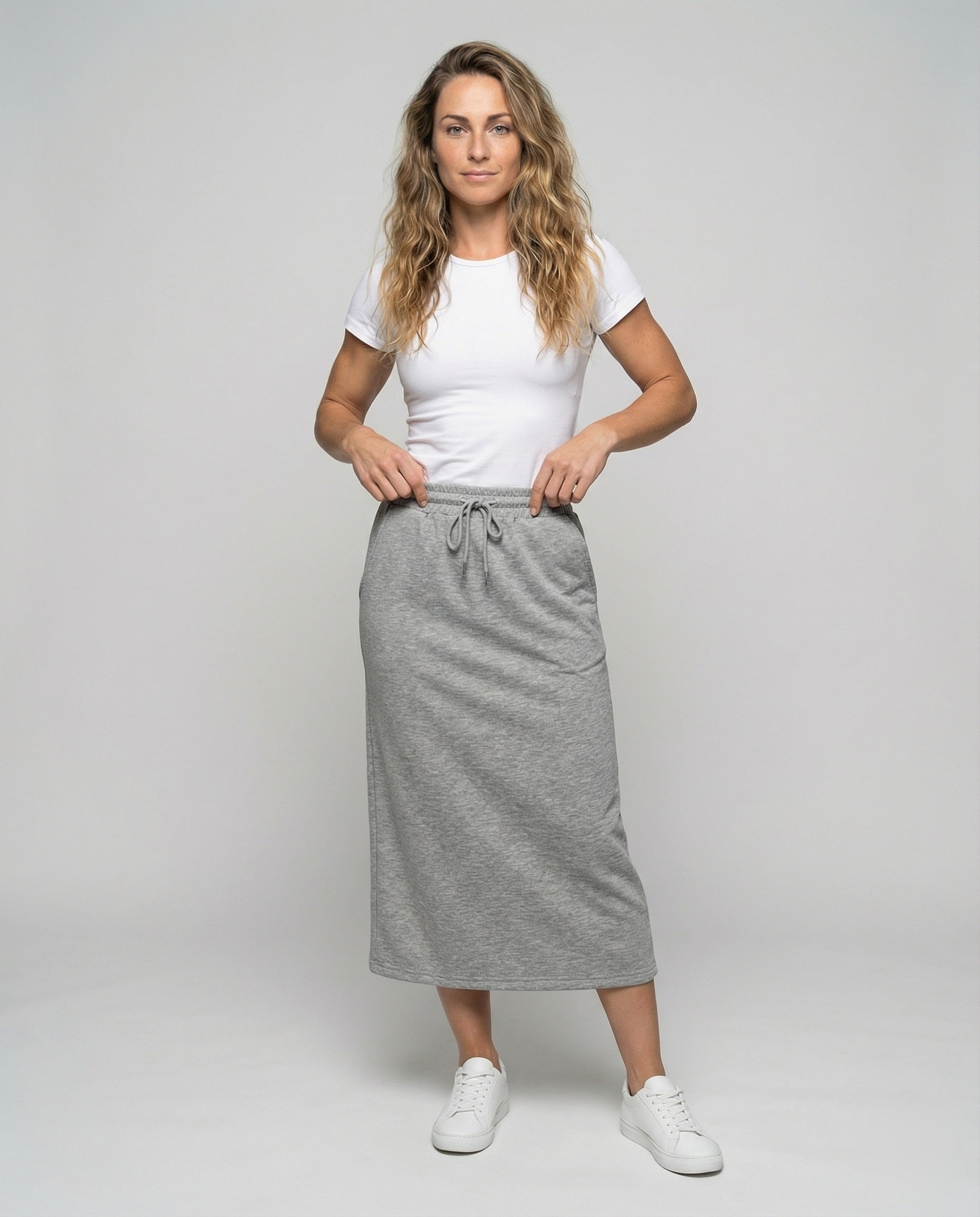 Damen Sportrock Sweat Midilänge Kordelzug - Norvielle