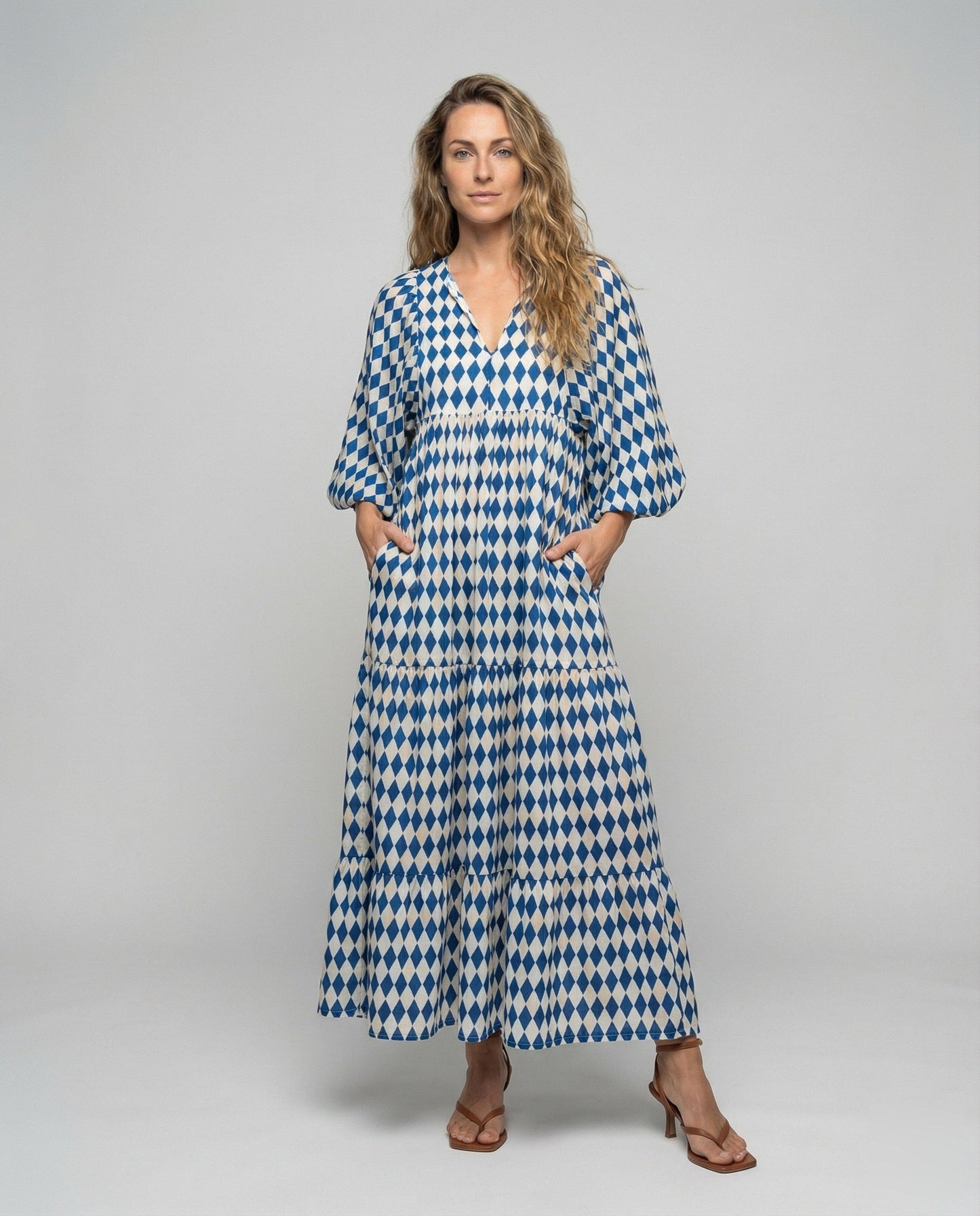 Damen Chiffon Stufenkleid Ballonärmel - Norvielle