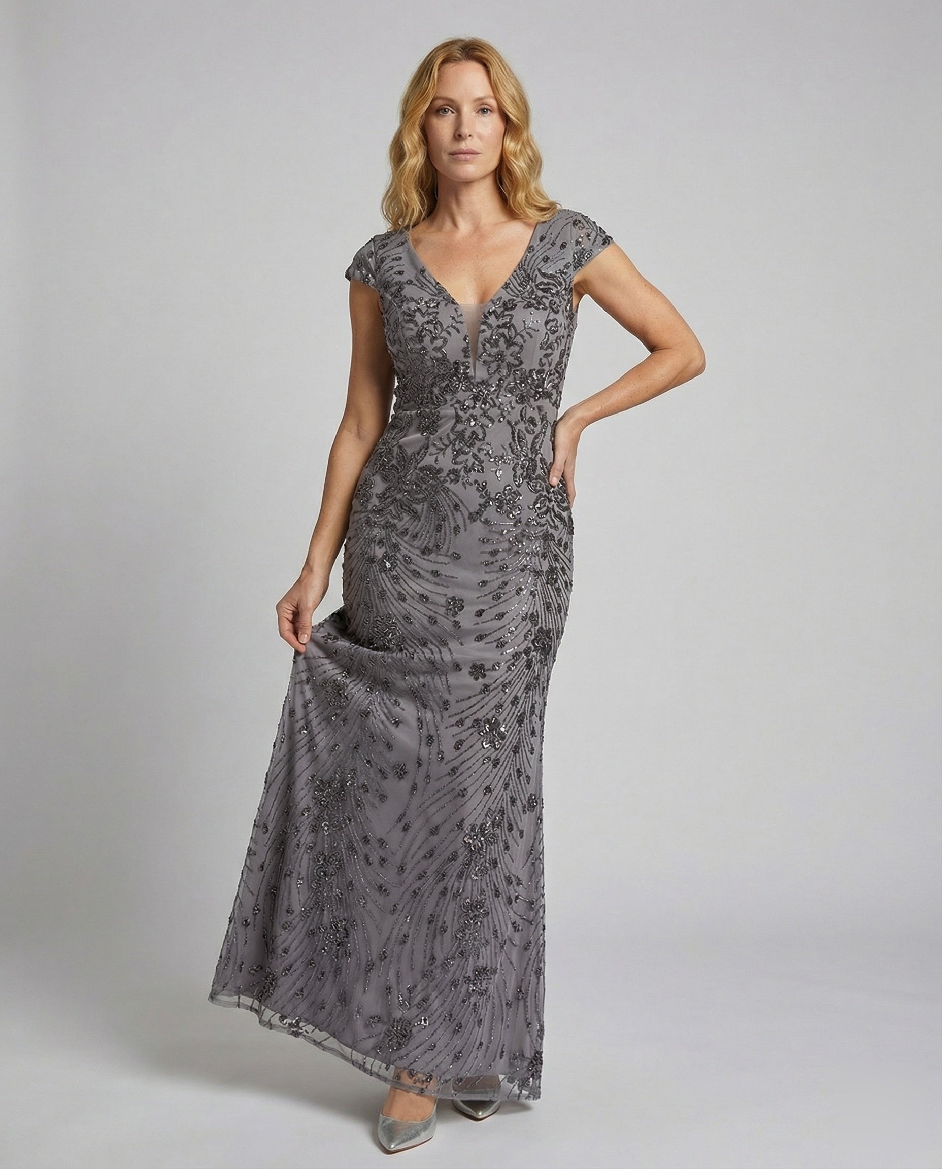 Damen Gala-Abendkleid Tailliert Bestickt - Norvielle