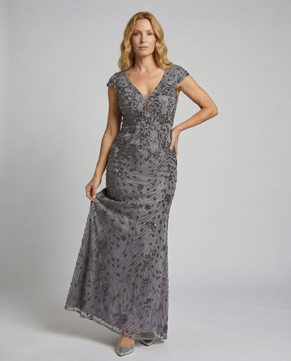 Damen Gala-Abendkleid Tailliert Bestickt - Norvielle