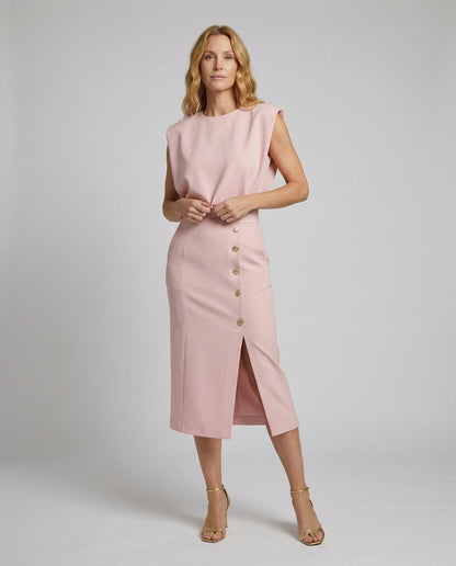 Damen Midikleid Tailliert Bleistiftkleid Mit Beinschlitz - Norvielle