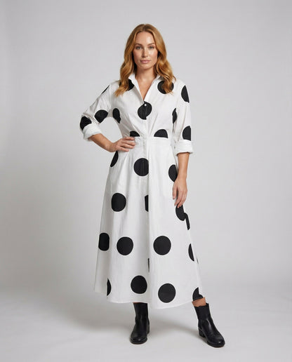 Damen Hemdblusenkleid Tailliert Tellerrock - Norvielle