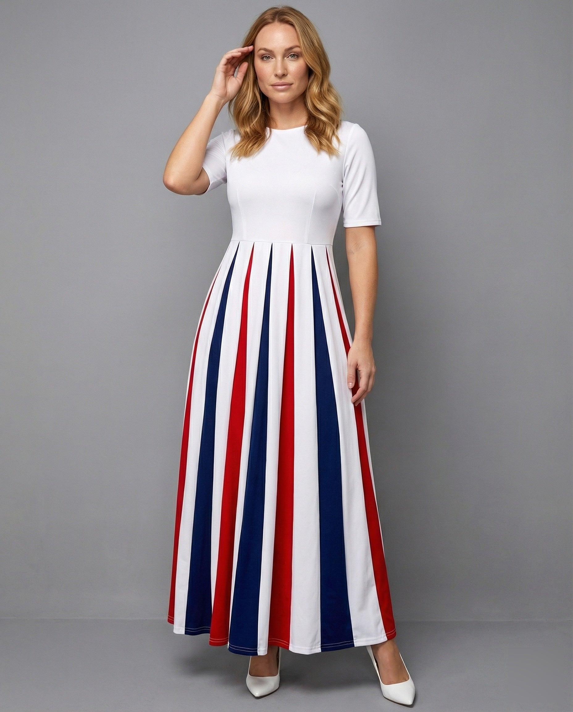 Damen Maxikleid Elegantes Kontrast-Design - Norvielle