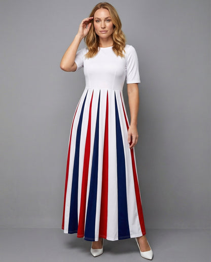 Damen Maxikleid Elegantes Kontrast-Design - Norvielle