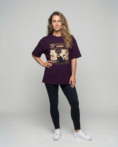 Damen Baumwollshirt Ägyptische Katzen Motiv - Norvielle