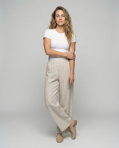 Damen Leinenhose Culotte Schnitt Weit - Norvielle