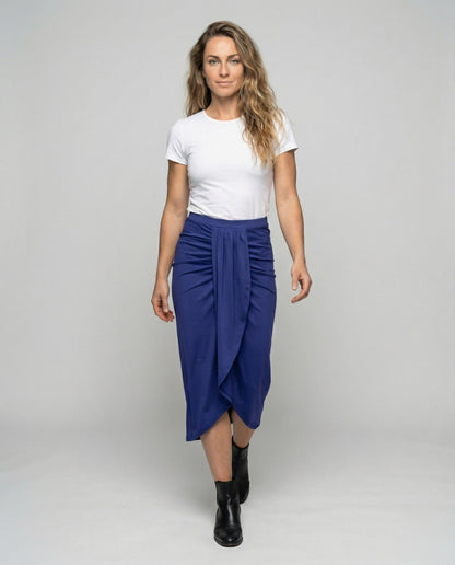 Damen Wickelrock Asymmetrischer Tulpen-Saum - Norvielle