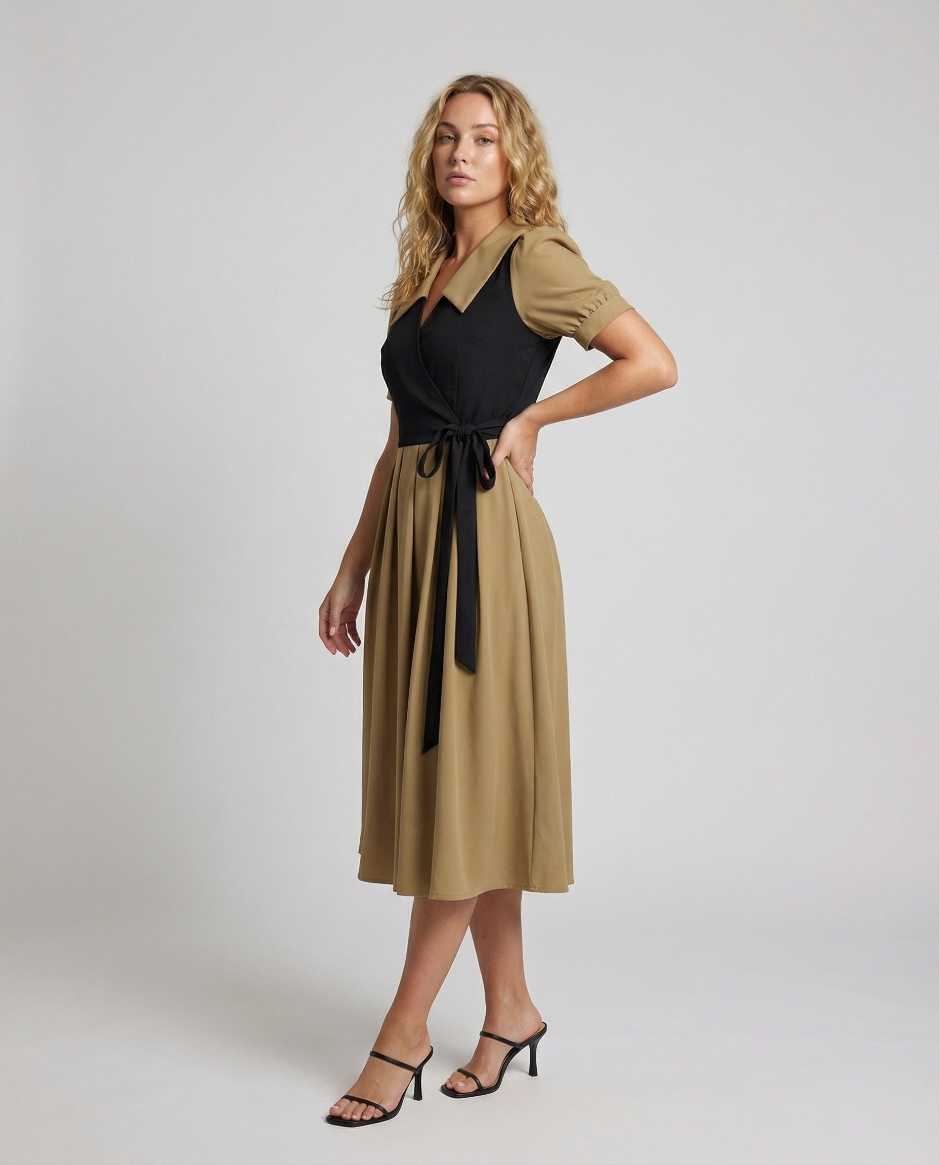 Damen Wickelmaxikleid ausgestellter Faltenrock - Norvielle