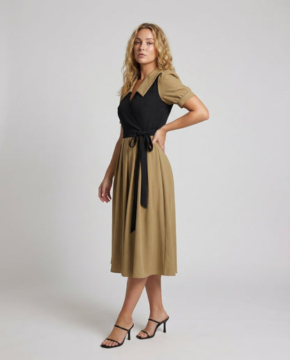 Damen Wickelmaxikleid ausgestellter Faltenrock - Norvielle