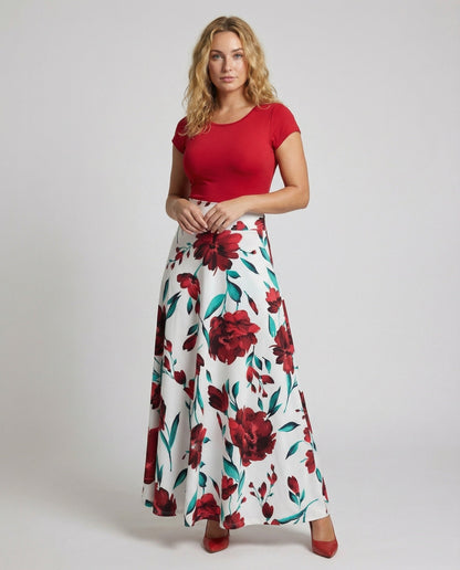 Damen Maxi-Set 2-teilig Blumenmuster Rock - Norvielle