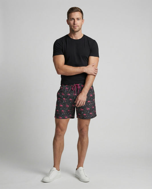 Herren Badeshorts Flamingo-Print Farbenfroh - Norvielle