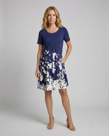 Damen A-Linien-Kleid Vertikal Blumenprint - Norvielle