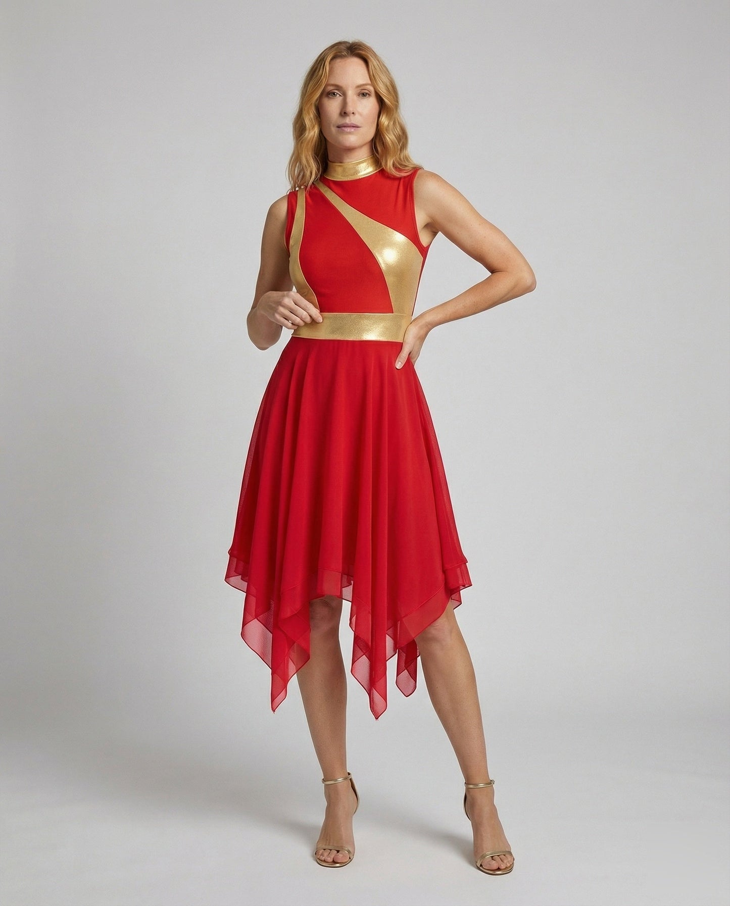 Damen Ärmelloses Chiffon Abendkleid Zipfelrock - Norvielle