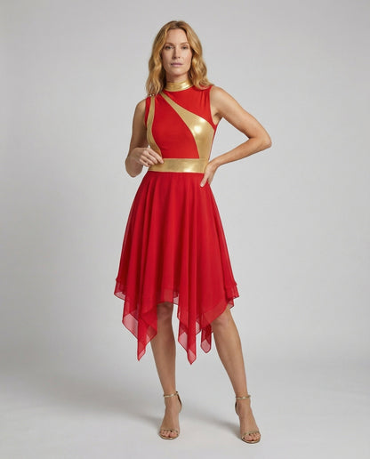 Damen Ärmelloses Chiffon Abendkleid Zipfelrock - Norvielle