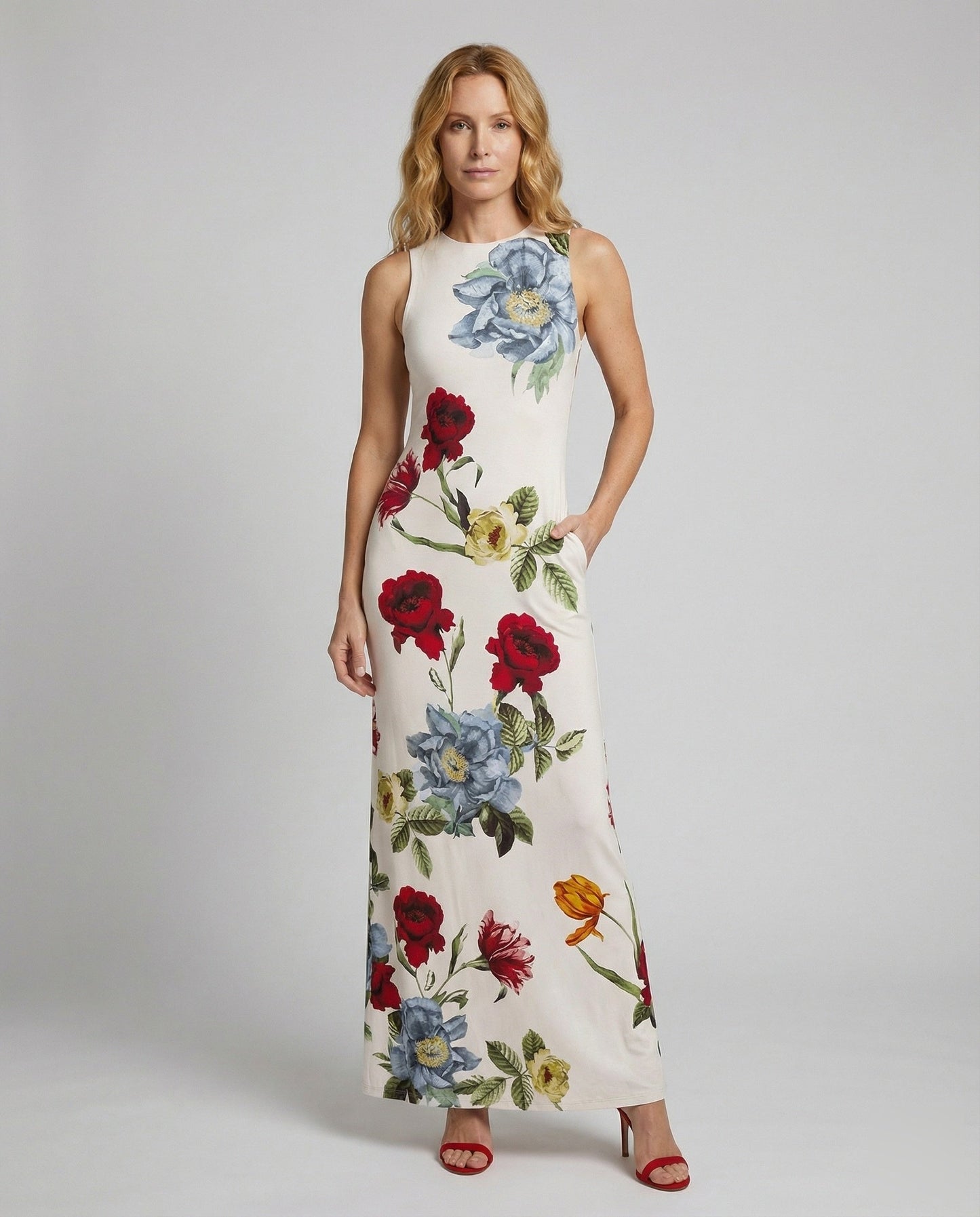 Damen Ärmelloses Maxikleid Blumenprint - Norvielle