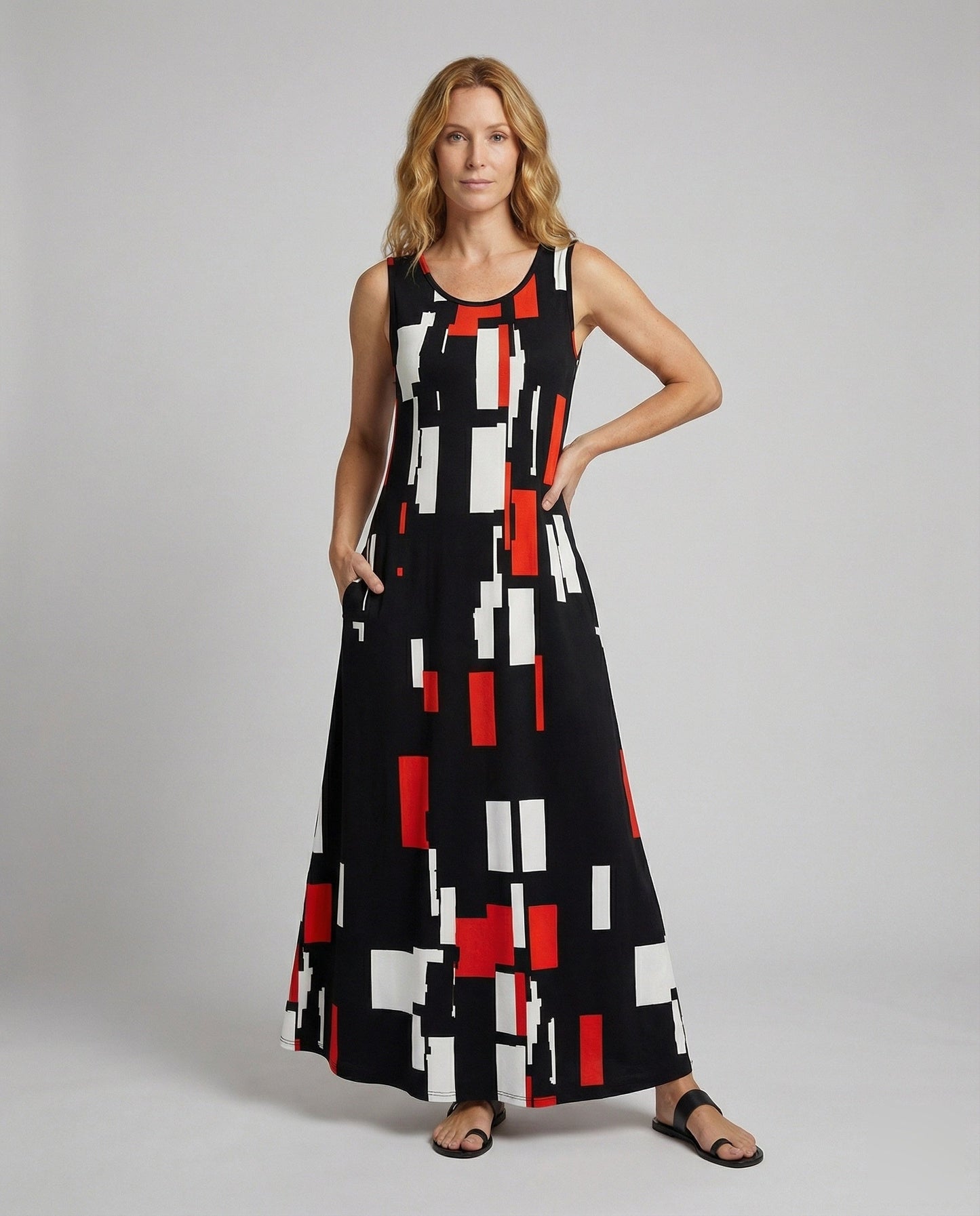 Damen Ärmelloses Maxikleid Rundhalsausschnitt - Norvielle