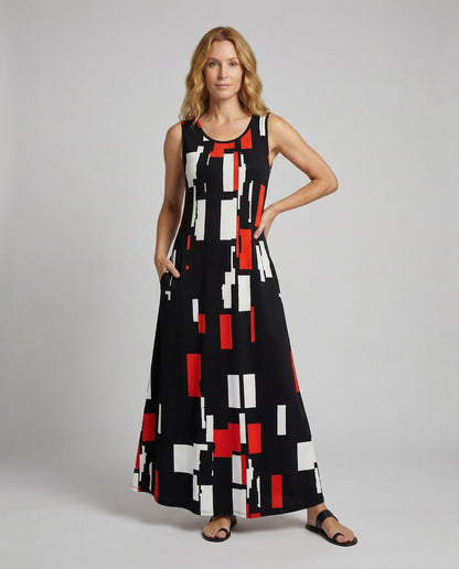 Damen Ärmelloses Maxikleid Rundhalsausschnitt - Norvielle