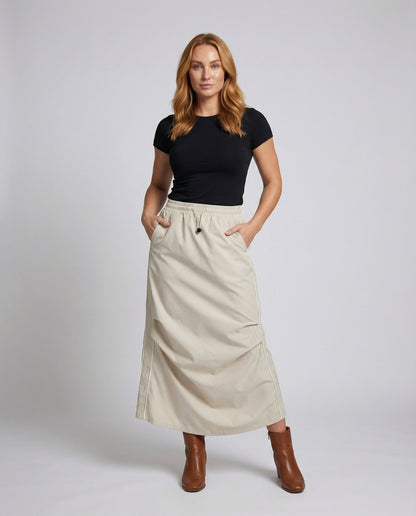 Damen asymmetrischer Maxirock mit Drapierung - Norvielle