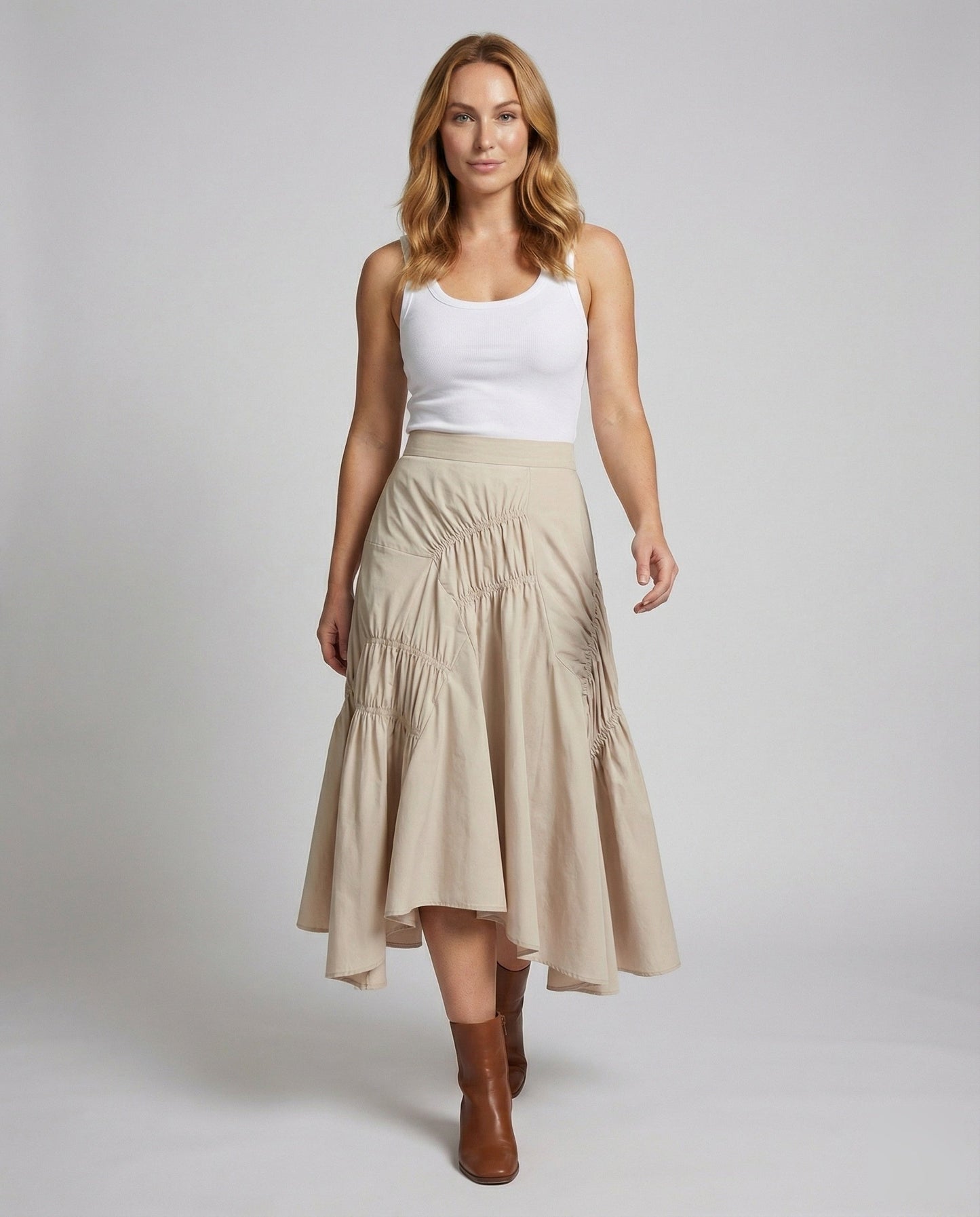Damen A-Linie Rock Asymmetrisch Volant - Norvielle