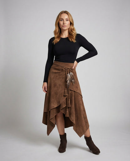 Damen Asymmetrischer Wickelrock Zipfelsaum - Norvielle
