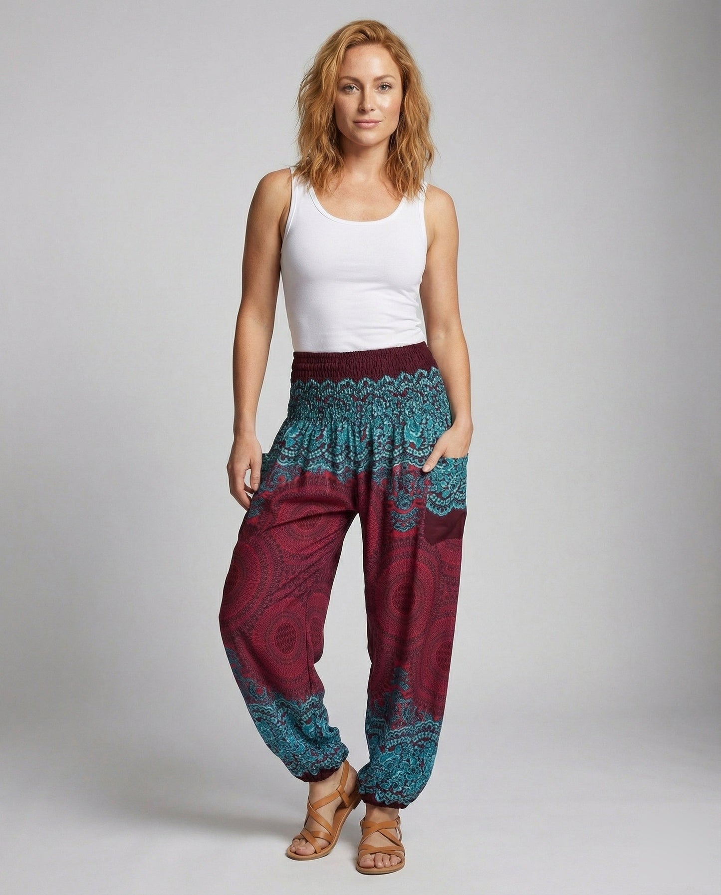 Damen Haremshose Boho-Stil Smockbund - Norvielle