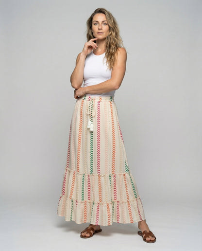 Damen Stufenrock Zickzackmuster Boho-Stil - Norvielle