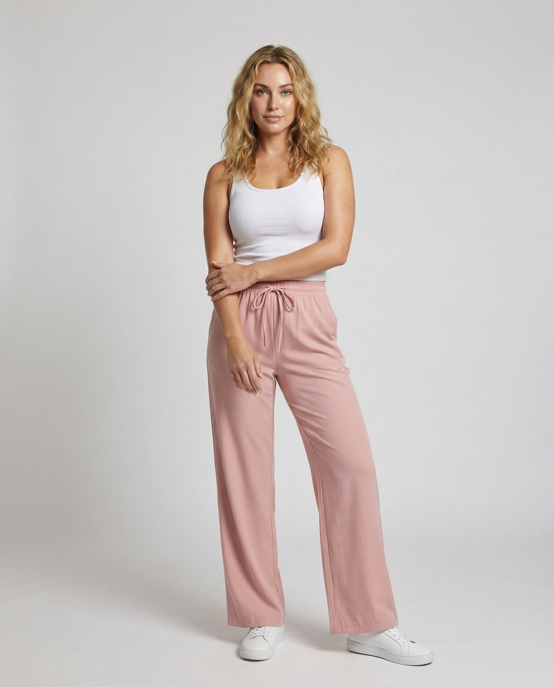 Damen Palazzohose Viskosejersey Elegant Schwarz - Norvielle