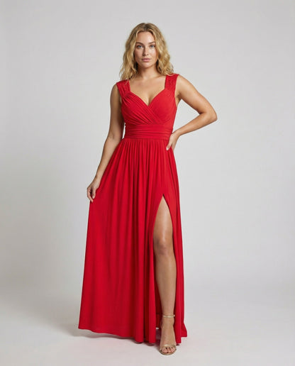 Damen Abendkleid Maxikleid mit Seitenschlitz - Norvielle