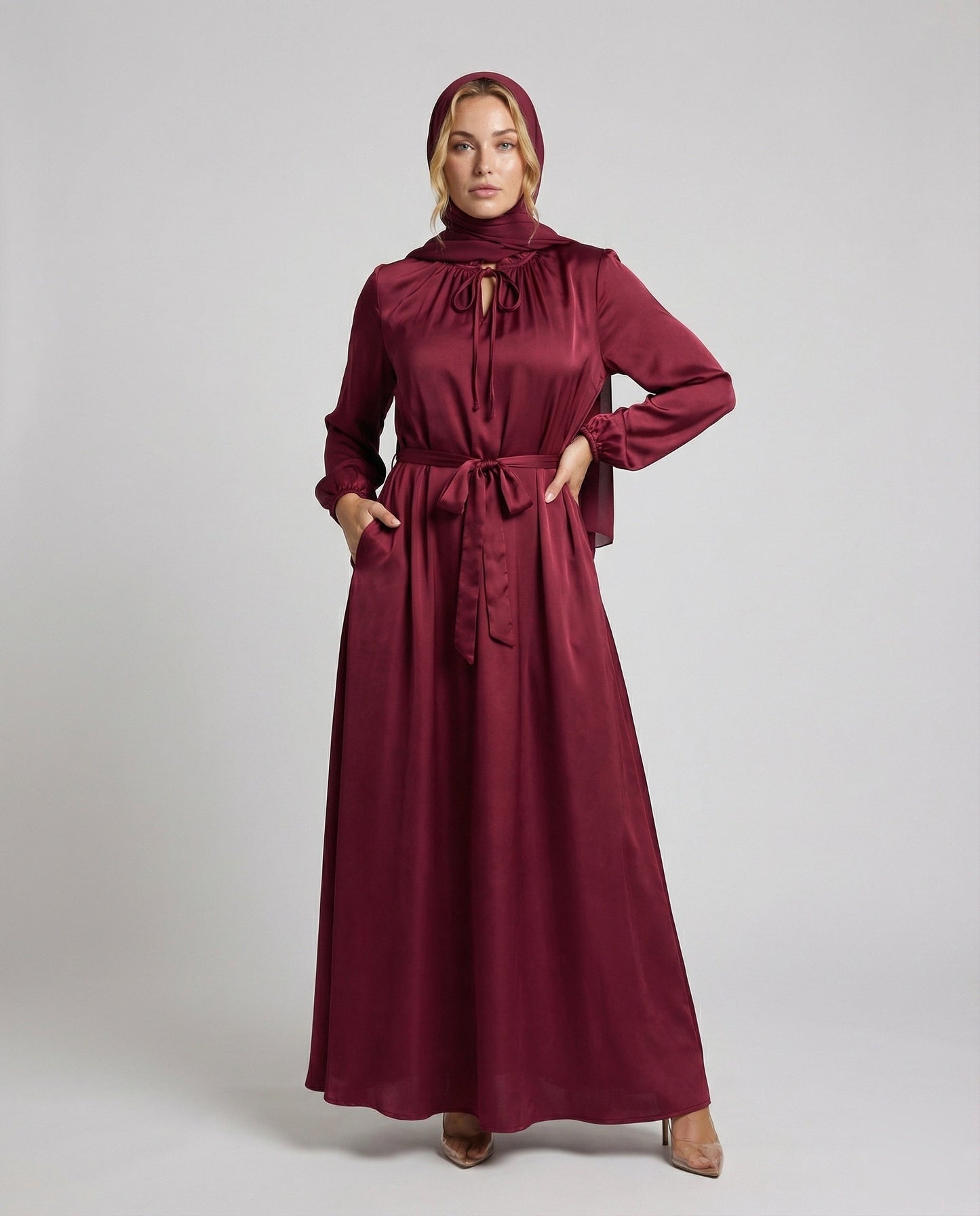 Damen Abendkleid Satinoptik Elegantes Schwarz - Norvielle
