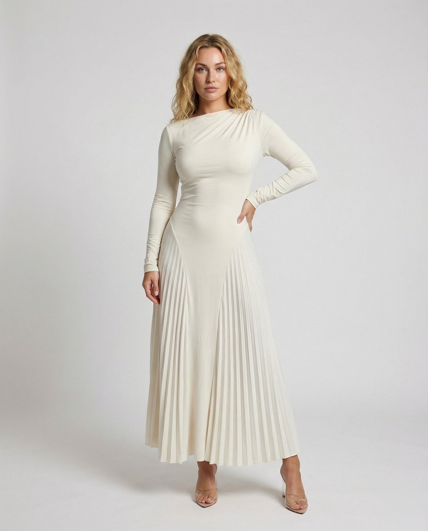Damen Maxi-Kleid Plissiert Elegant Länge - Norvielle