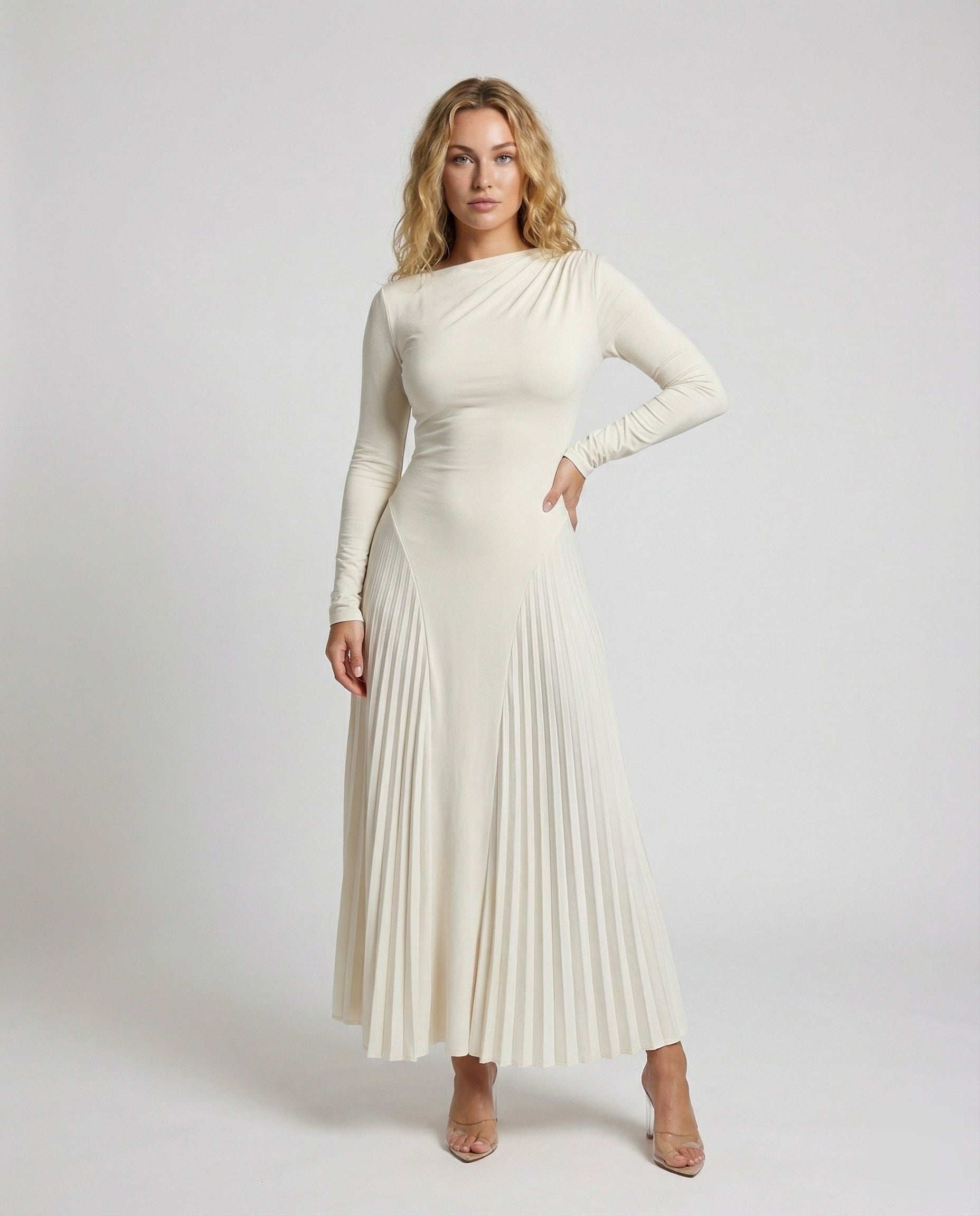 Damen Maxi-Kleid Plissiert Elegant Länge - Norvielle