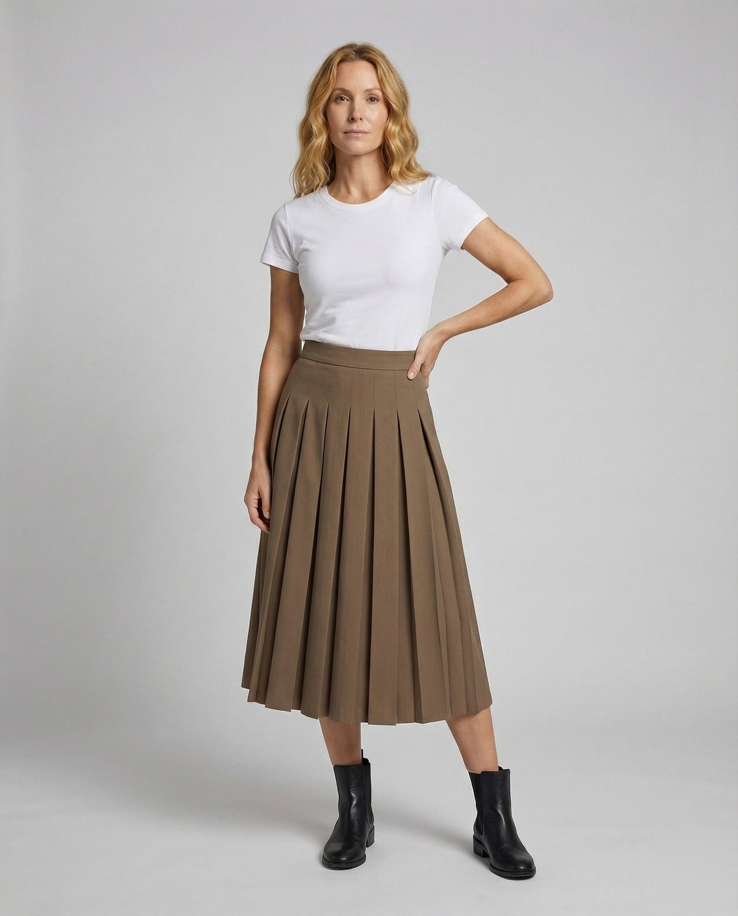 Damen A-Linie Midirock Faltenrock - Norvielle