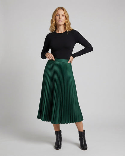 Damen Midirock Satin Plissee - Norvielle