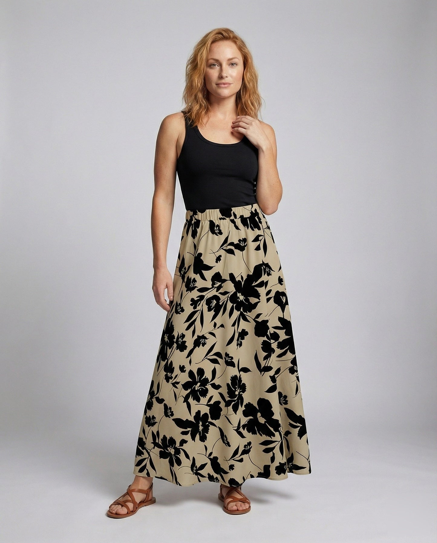 Damen Maxirock Fließend Floralmuster - Norvielle