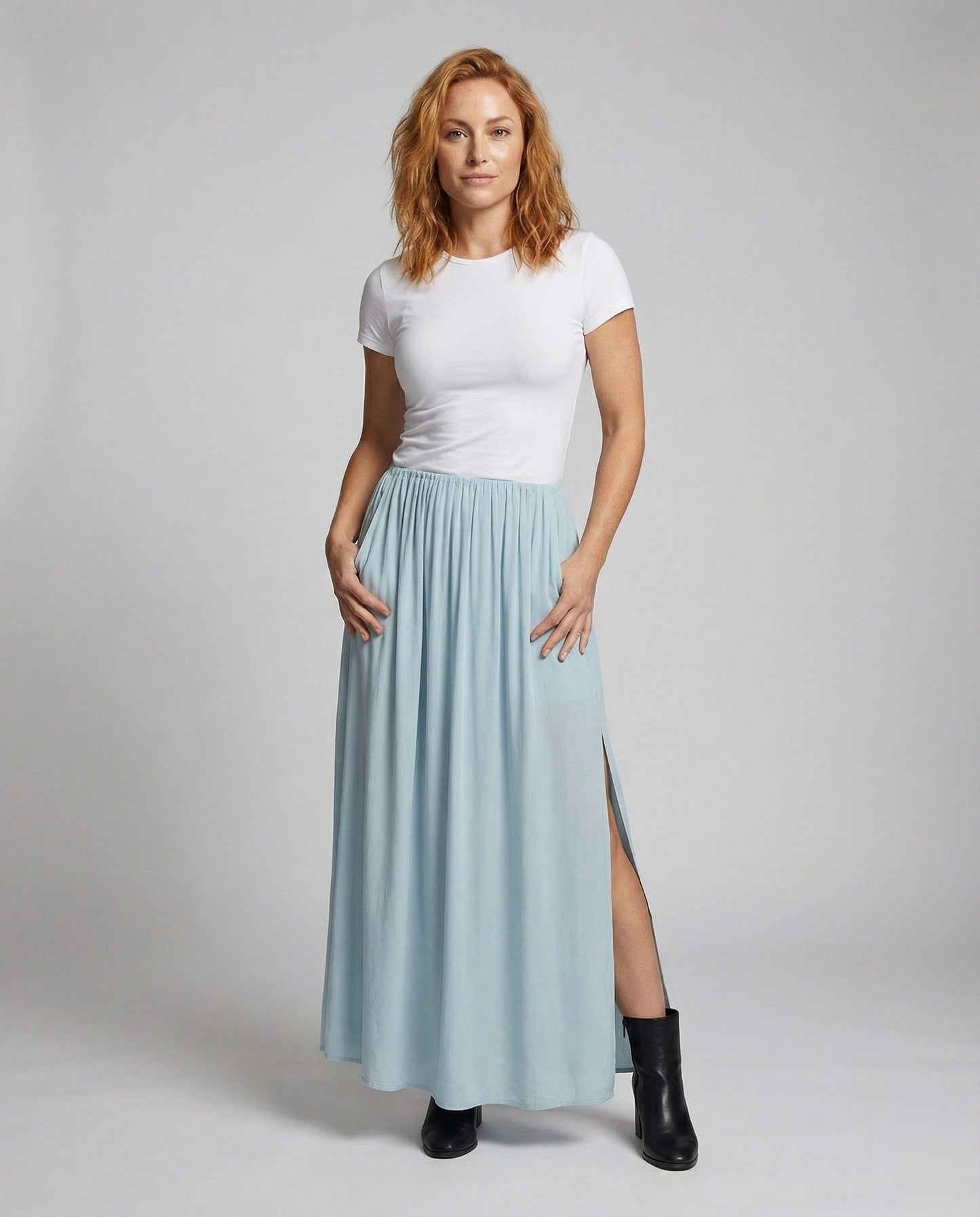 Damen Maxirock Fließend Beinschlitz - Norvielle