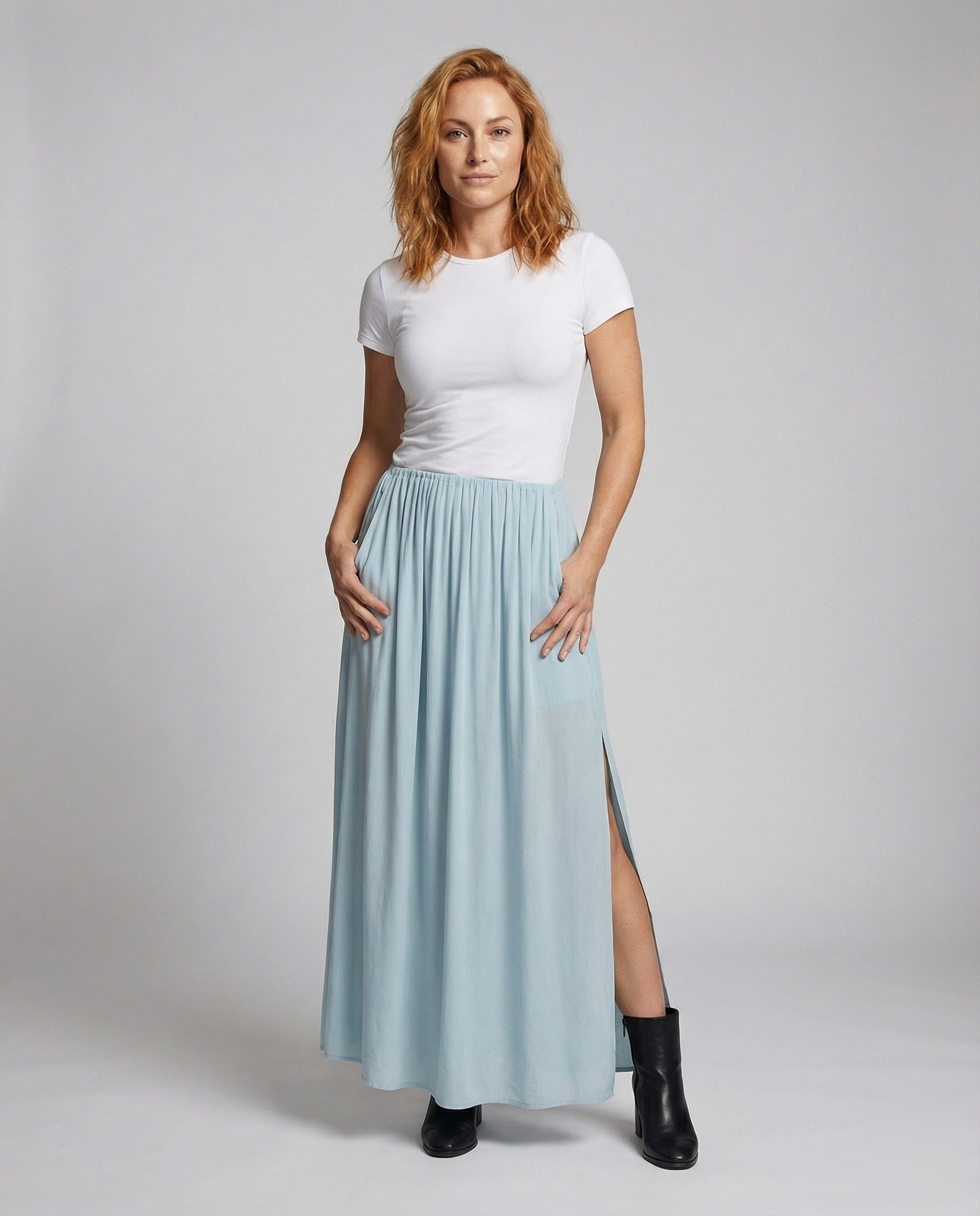 Damen Maxirock Fließend Beinschlitz - Norvielle