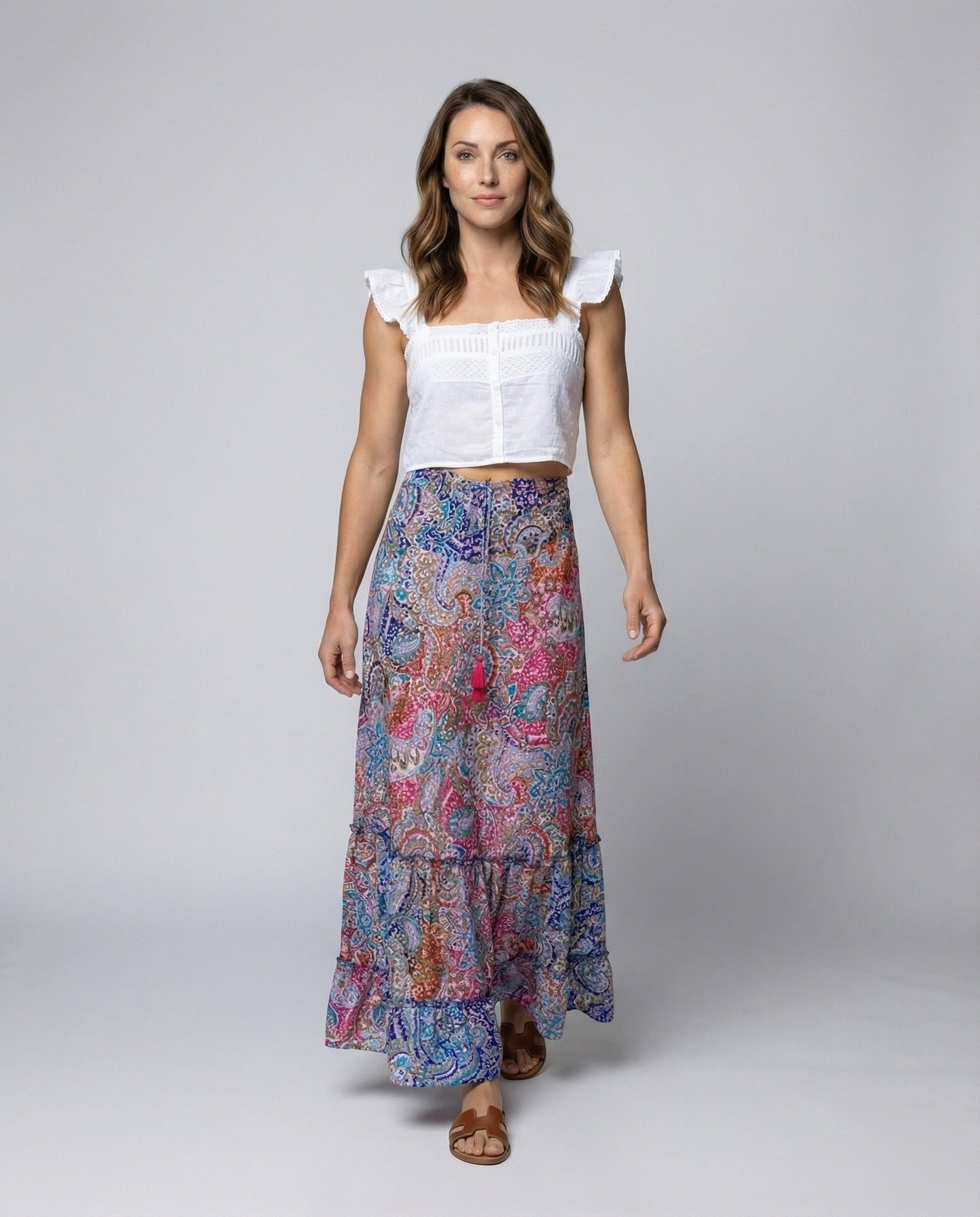 Damen Maxirock Paisley-Druck Fließend Schwarz - Norvielle
