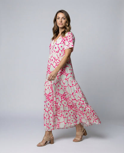 Damen Maxikleid Fließend Volant Saum - Norvielle