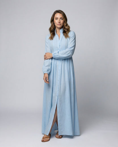 Damen Maxikleid Fließend Stehkragen - Norvielle