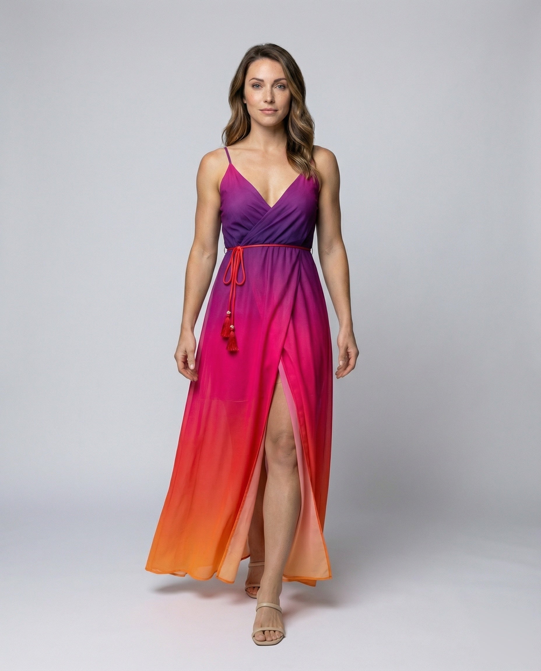 Damen Maxikleid Ombre-Optik Fließend Beinschlitz - Norvielle