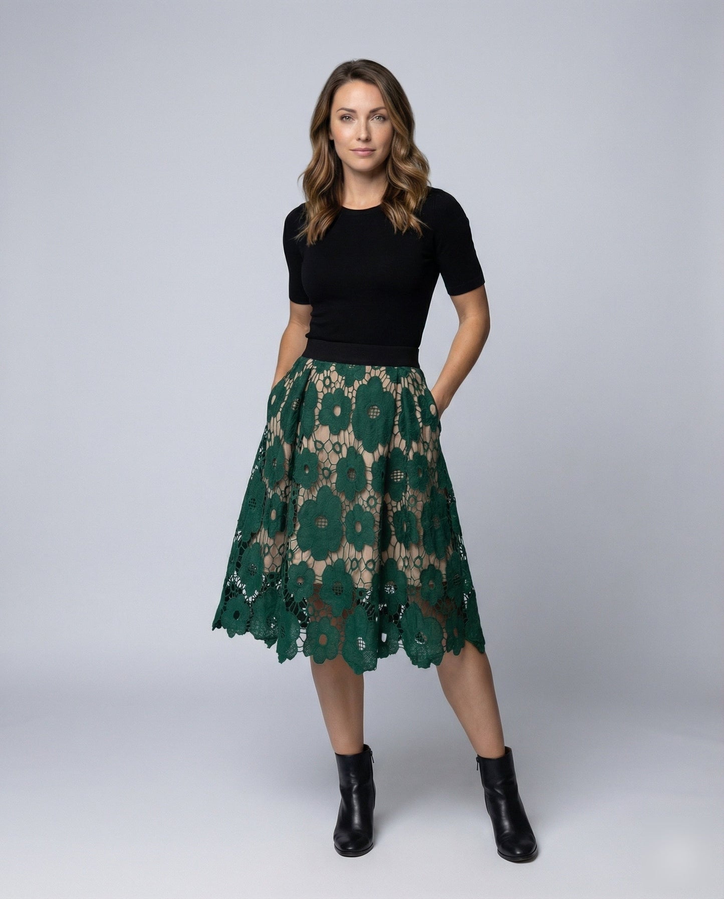 Damen Midirock Guipure-Spitze - Norvielle