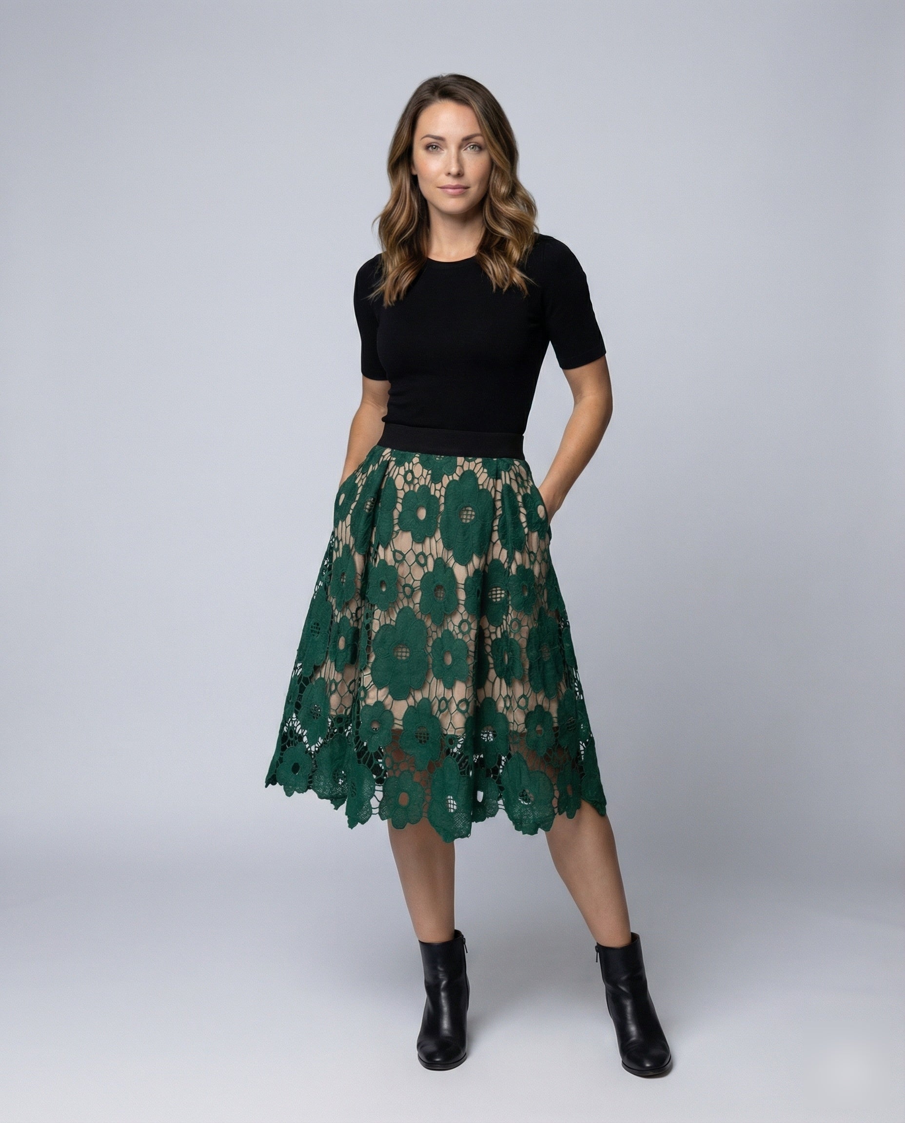 Damen Midirock Guipure-Spitze - Norvielle