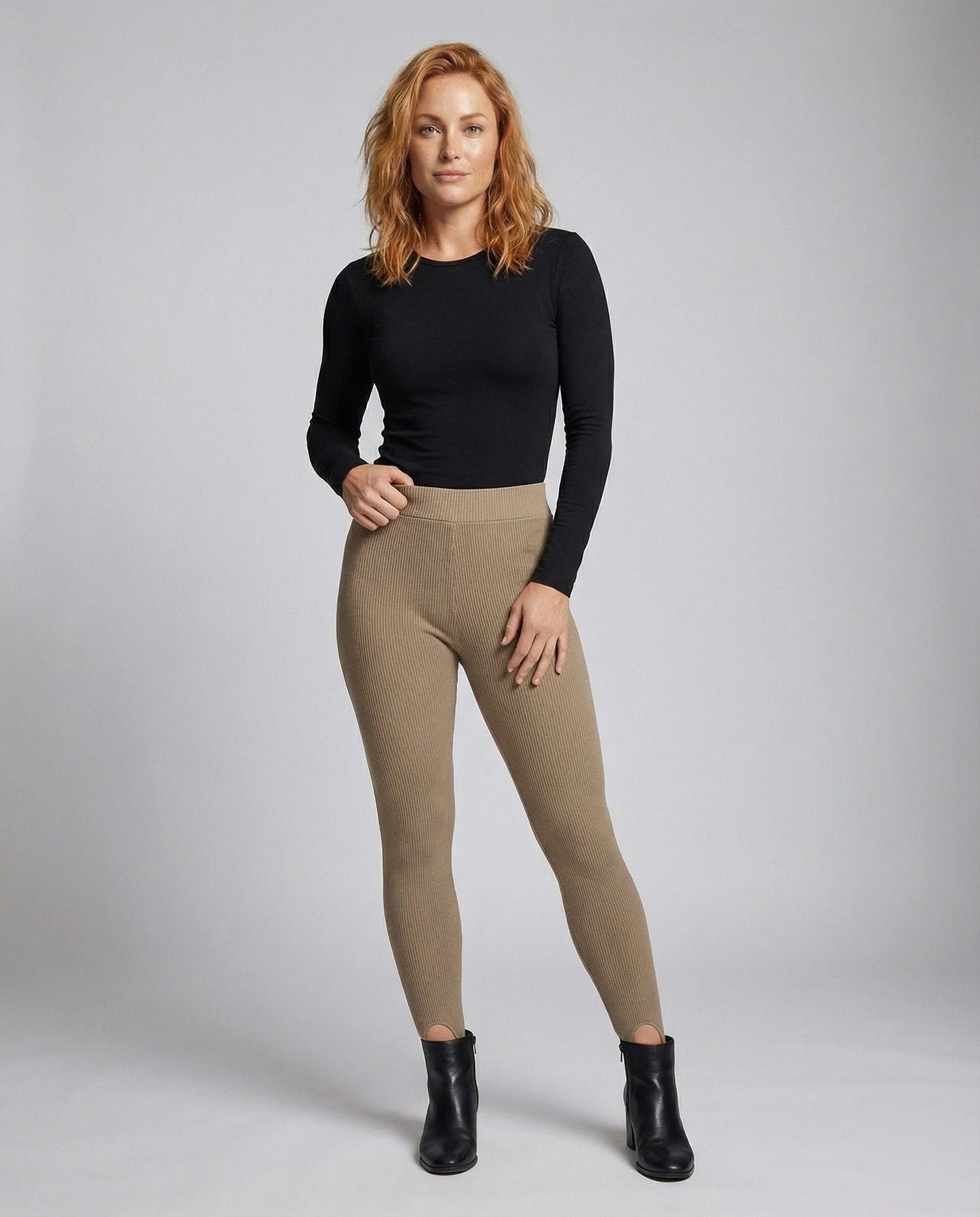 Damen Strick-Leggings Hochgeschnitten Mit Knöchelschlitz - Norvielle