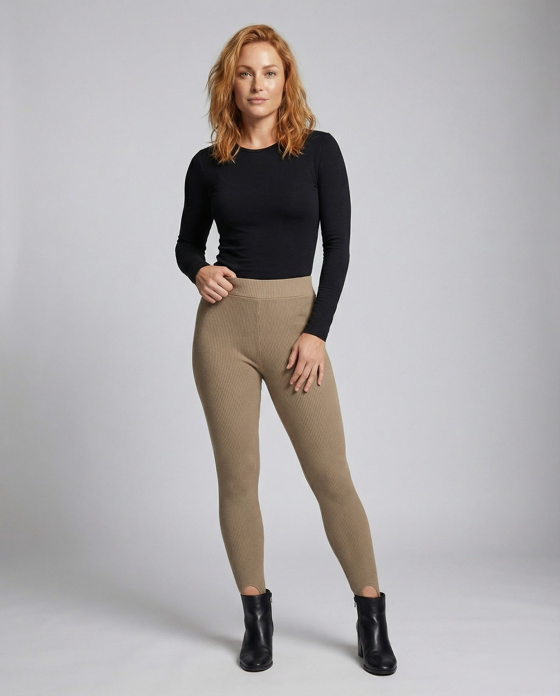 Damen Strick-Leggings Hochgeschnitten Mit Knöchelschlitz - Norvielle