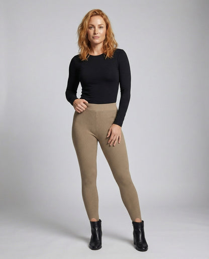 Damen Strick-Leggings Hochgeschnitten Mit Knöchelschlitz - Norvielle