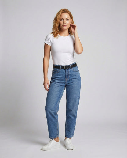 Damen Hochgeschnittene Jeanshose Konisches Bein - Norvielle